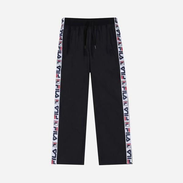 Fila Logo Tape Wide Women's Pants - Black,NZ 752-40276